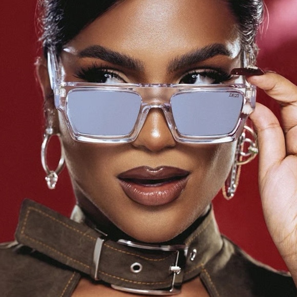 DEZI X MONET  Square Frame Sunglasses Slick Icy Clear EUC main image 7